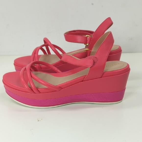 New Cole Haan Womens GA Addison Flatform Wedge Pink Platform Sandals Size 9 - Picture 4 of 13